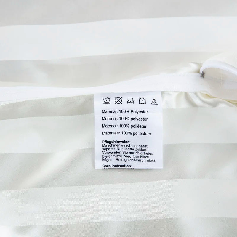 Ivory Striped Satin Duvet Set