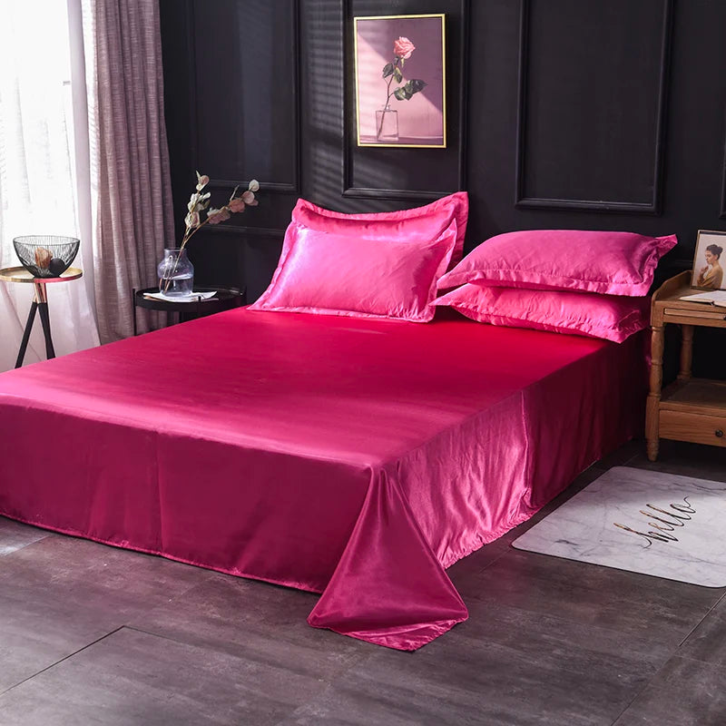 Solid Satin Bed Sheet Set