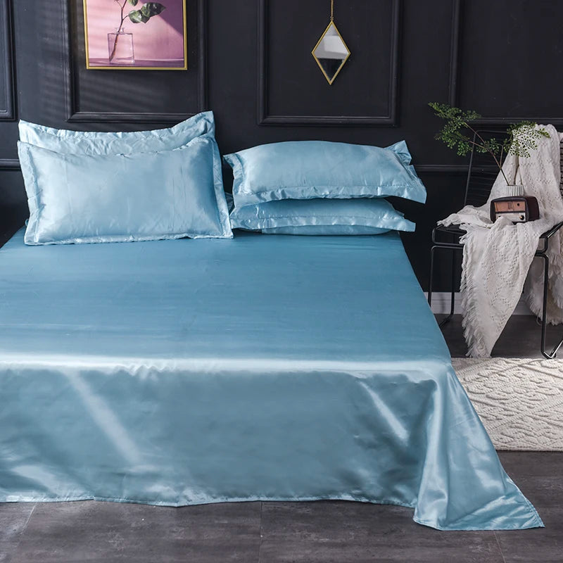 Solid Satin Bed Sheet Set