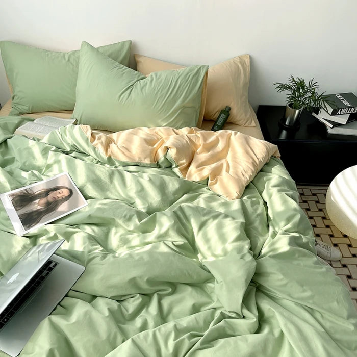 Solid Washed Cotton Bedding Set