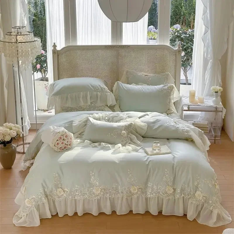 Lace Ruffle Cotton Bedding Set
