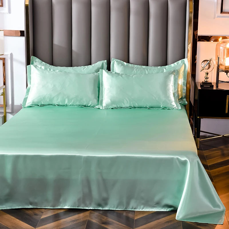Solid Satin Bed Sheet Set