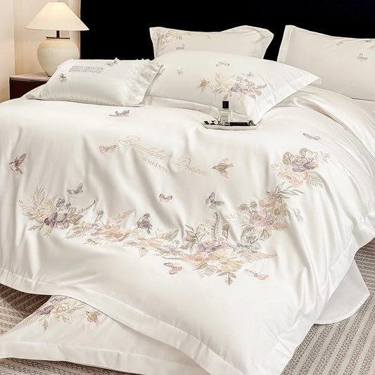Floral Embroidered Cotton Bedding Set