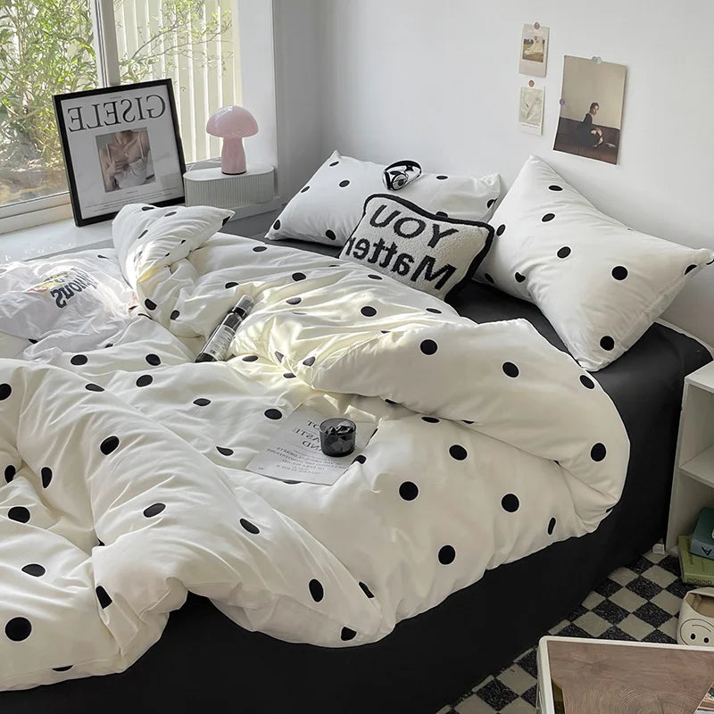 Striped Dot Linen Bedding Set