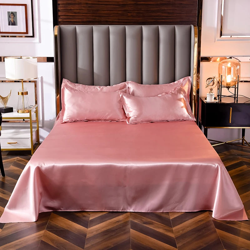 Solid Satin Bed Sheet Set