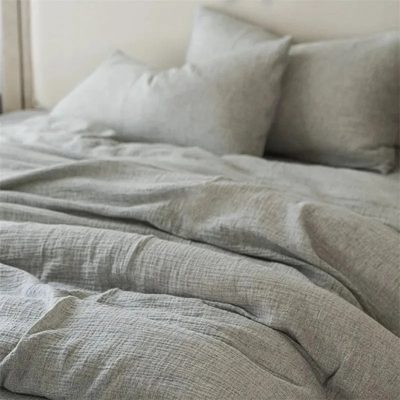 Cotton Linen Plain Bedding Set