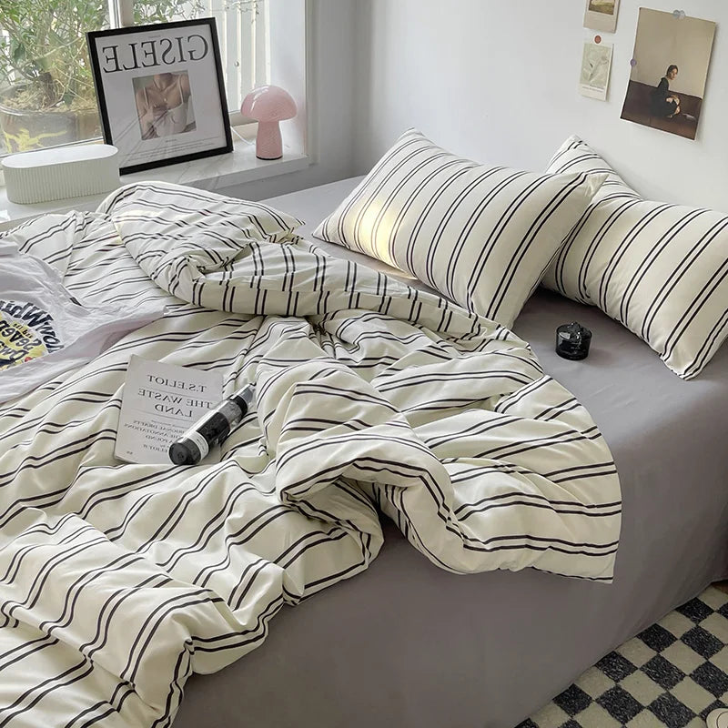 Striped Dot Linen Bedding Set