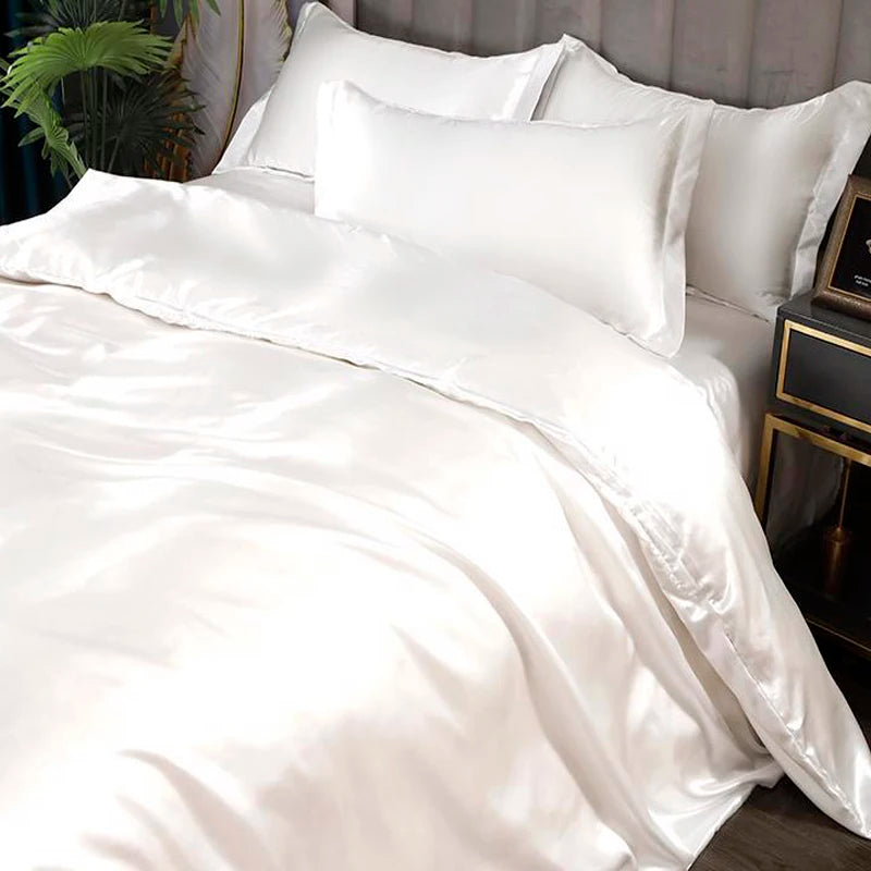 White Satin Rayon Duvet Cover