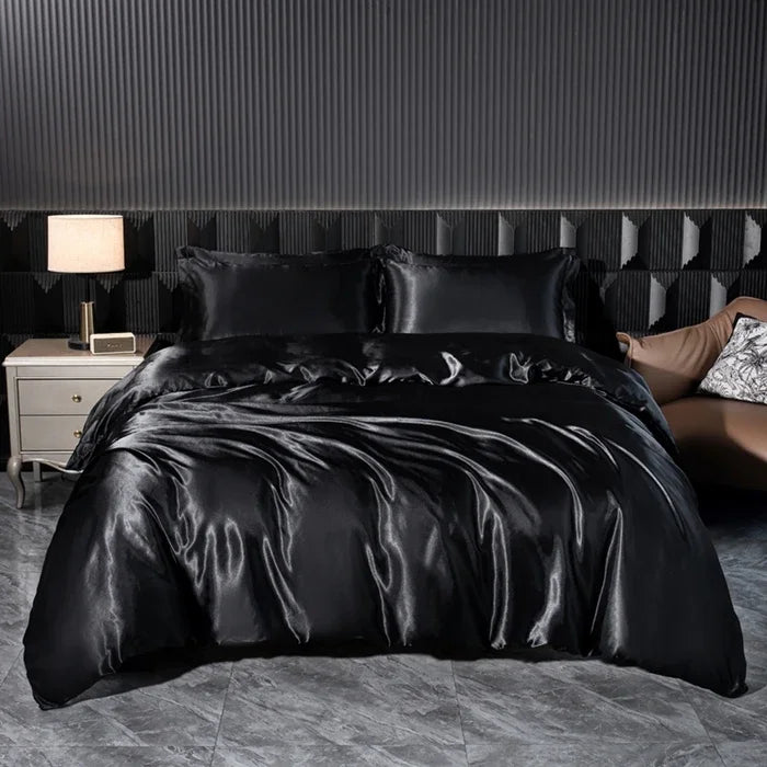 Solid Silk Satin Bedding Set