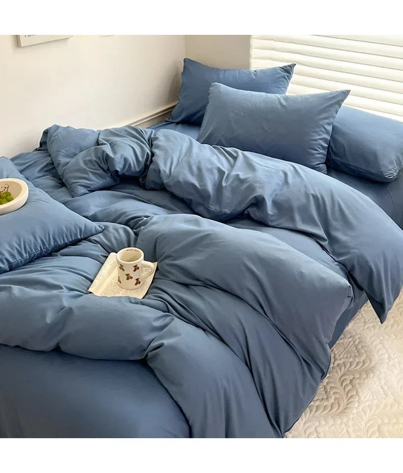 Solid Cotton Linen Bedding Set