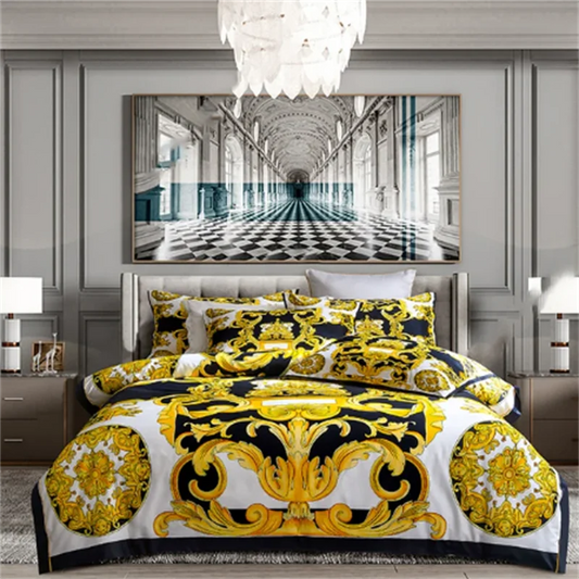 Baroque Print Linen Bedding Set