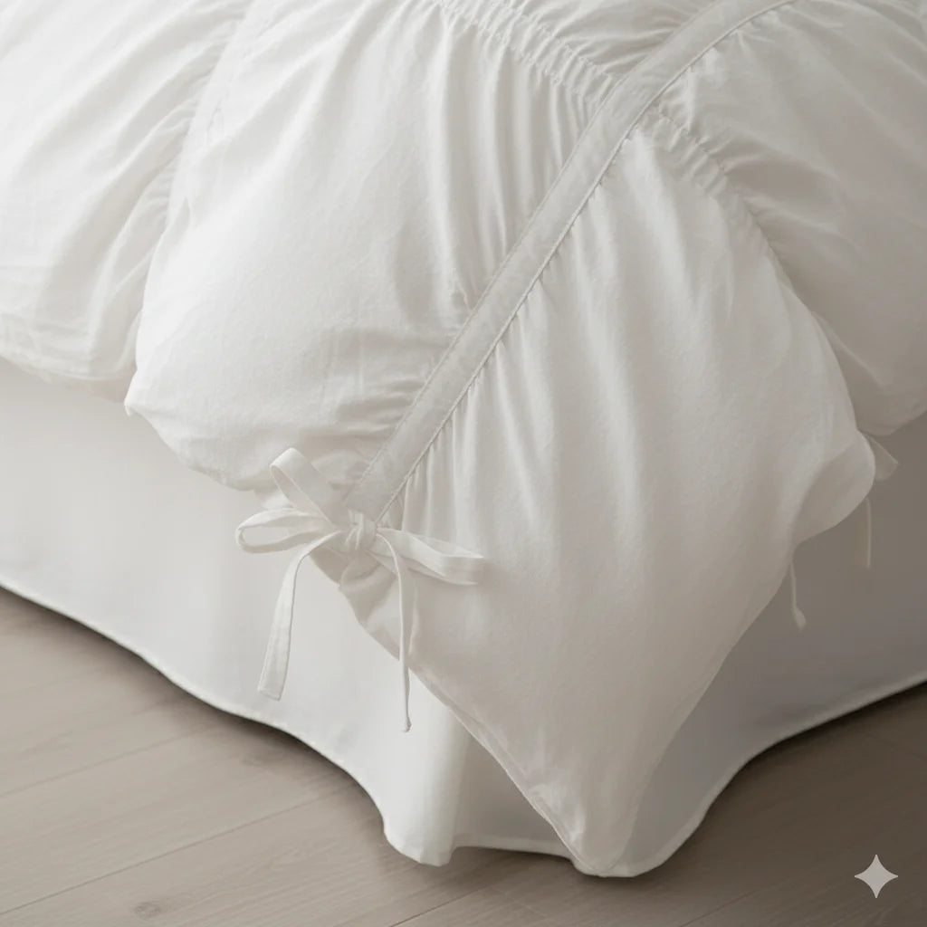 White Ruffle Cotton Duvet Set
