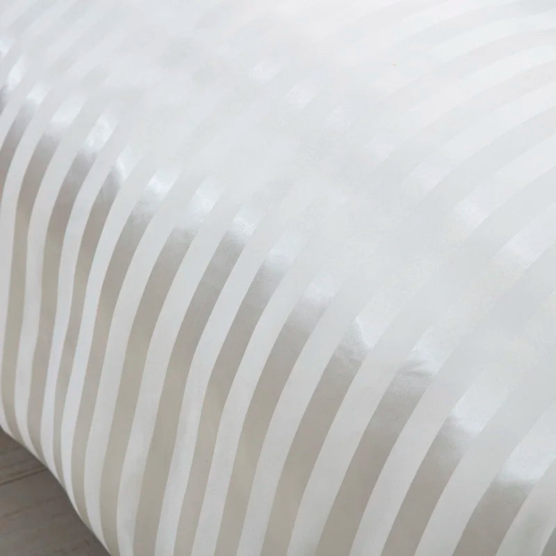Ivory Striped Satin Duvet Set