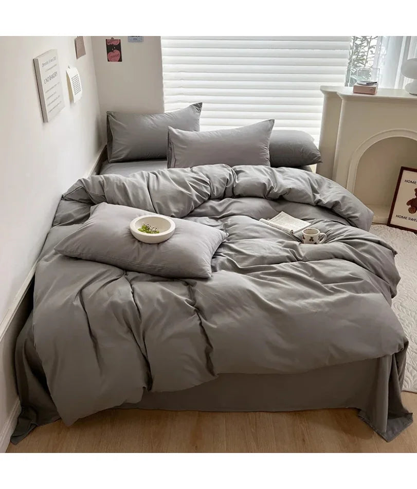 Solid Cotton Linen Bedding Set