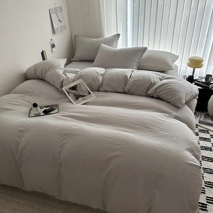 Solid Cotton Linen Bedding Set
