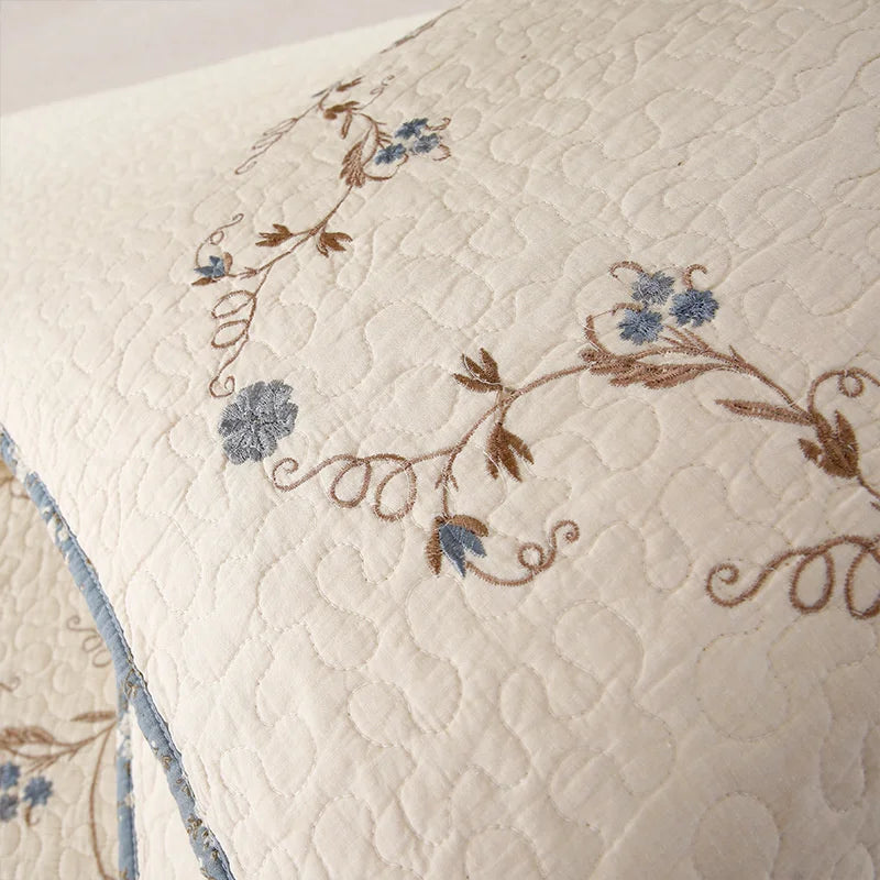 Khaki Quilted Cotton Bedspread Set