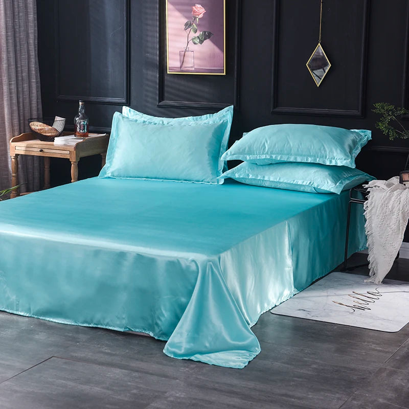 Solid Satin Bed Sheet Set