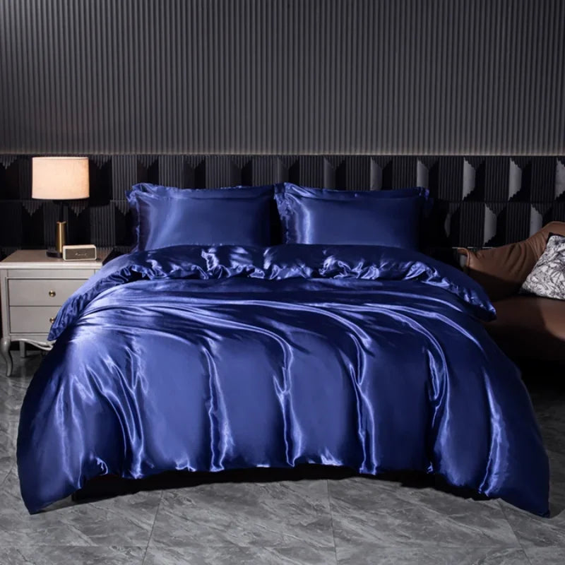 Solid Silk Satin Bedding Set
