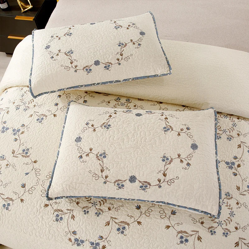 Khaki Quilted Cotton Bedspread Set
