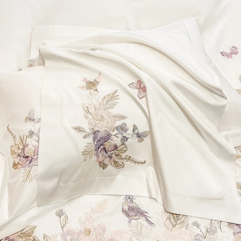 Floral Embroidered Cotton Bedding Set
