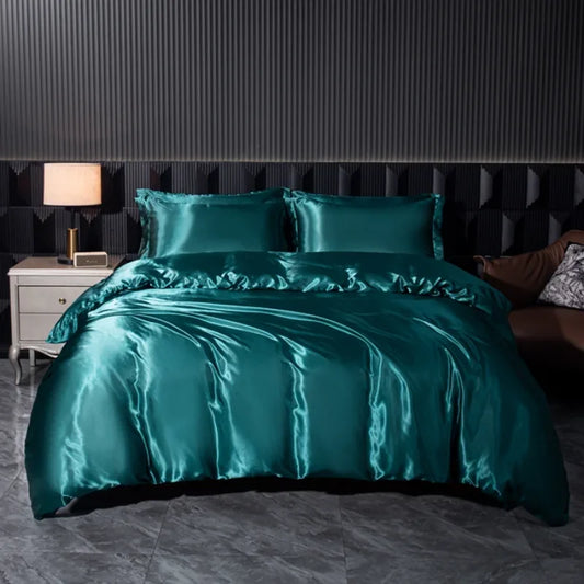 Solid Silk Satin Bedding Set