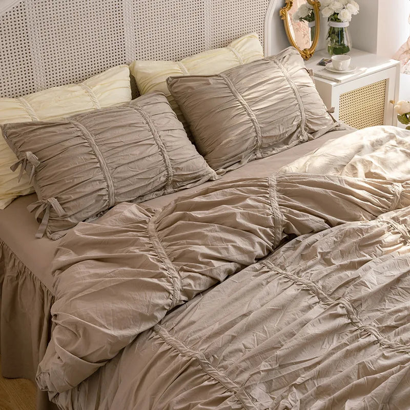White Ruffle Cotton Duvet Set