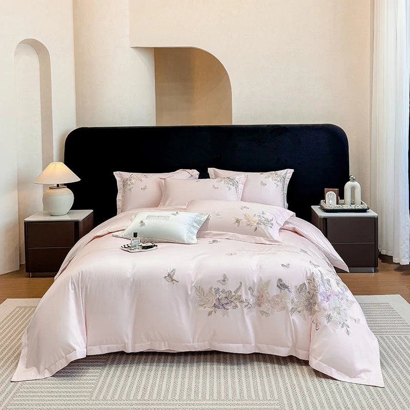 Floral Embroidered Cotton Bedding Set