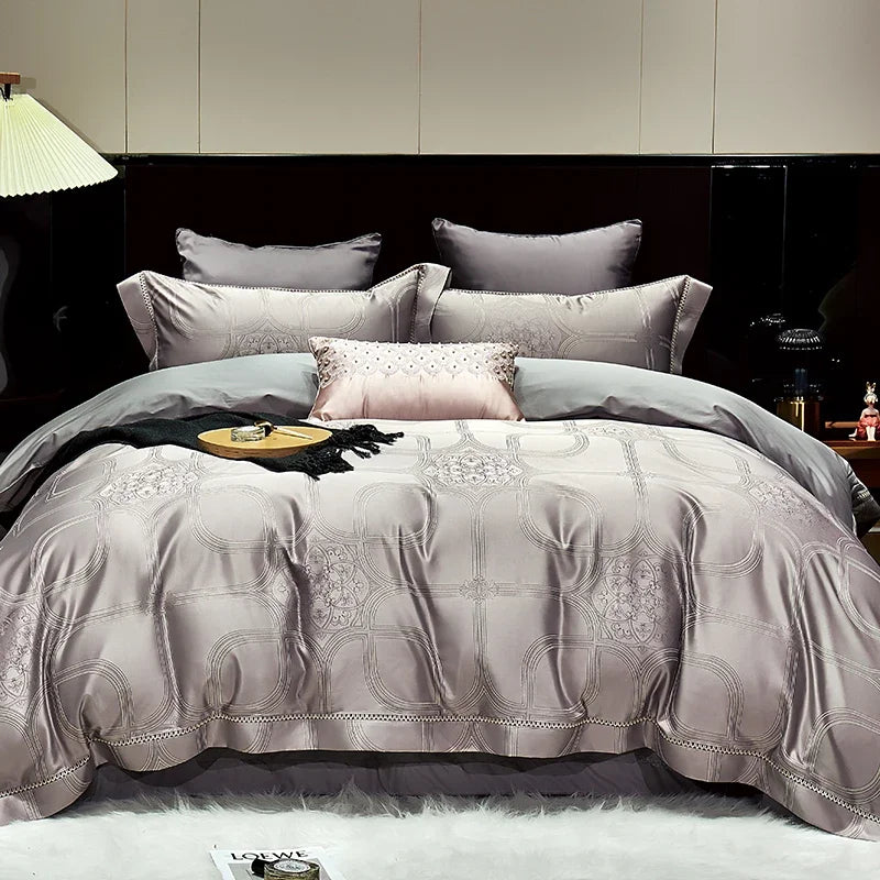 Gold Leaf Satin Jacquard Bedding Set