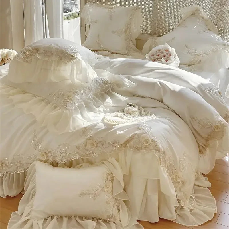 Lace Ruffle Cotton Bedding Set