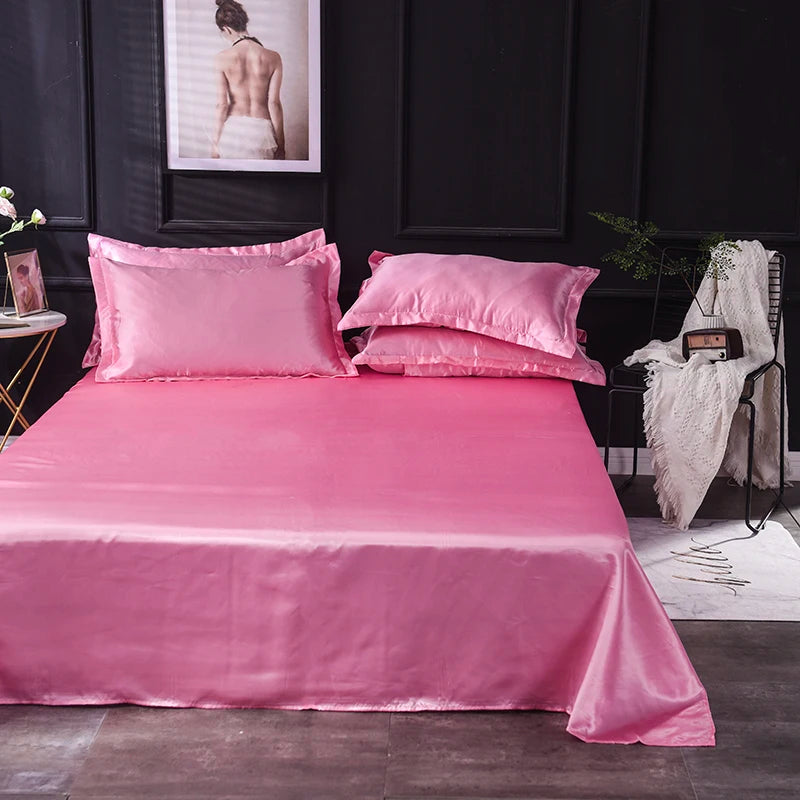 Solid Satin Bed Sheet Set