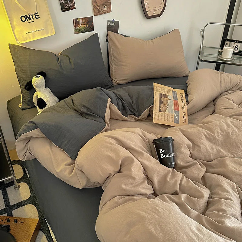Two-Tone Washed Cotton Bedding Set